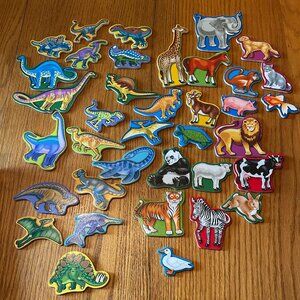 Melissa & Doug Wooden Magnets - Dinosaurs and Farm Animals